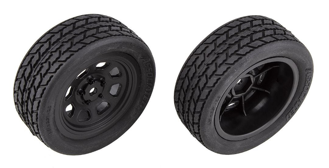 ASSOCIATED - SR10 FRONT WHEELS W/STREET STOCK TIRES, MOUNTED