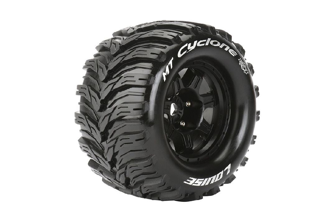 Louise R/C MT-Cyclone 3.8"-1/2" Offset, Black Whls 6.7" OD (2)
