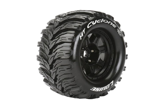 Louise R/C MT-Cyclone 3.8"-1/2" Offset, Black Whls 6.7" OD (2)