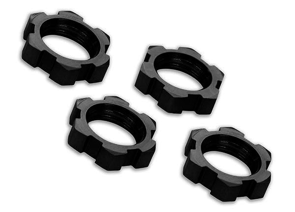 TRAXXAS - Wheel nuts, splined, 17mm, serrated (black-anodized) (4)