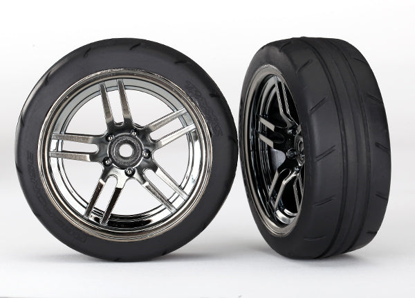 TRAXXAS - Tires and wheels, glued chrome, 1.9" Response tires (F)