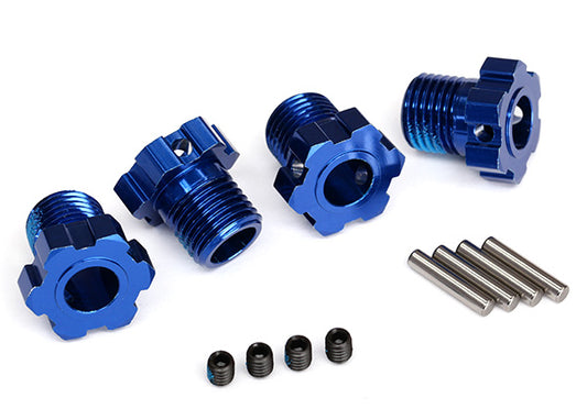 TRAXXAS Wheel hubs, splined, 17mm (blue-anodized) (4)/ 4x5 GS (4