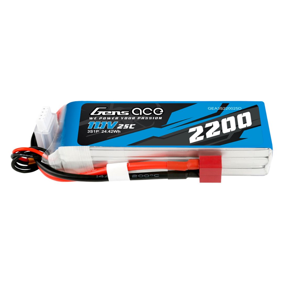 Gens Ace 2200mAh 3S1P 11.1V 25C LiPo Deans Plug Soft Case