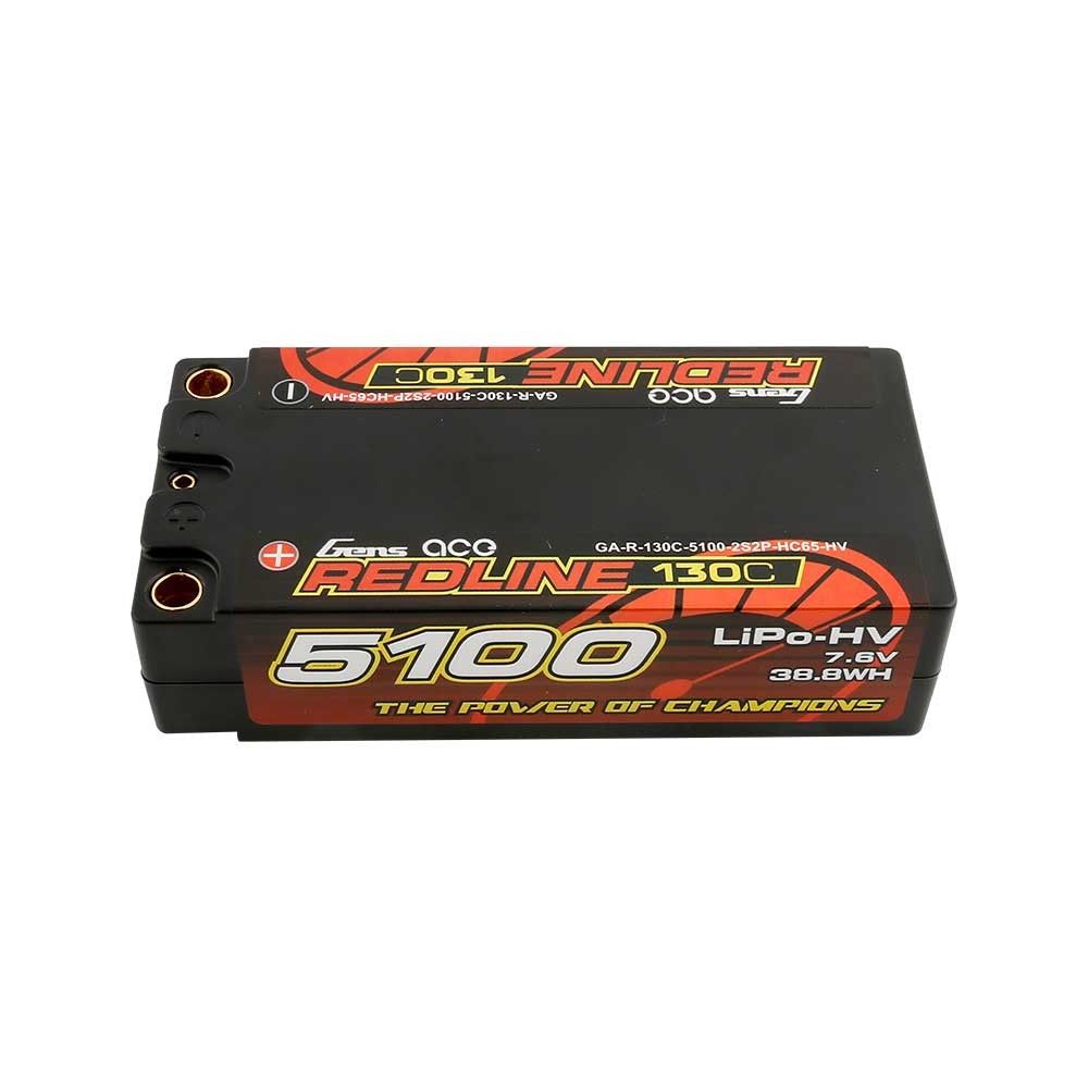 Gens Ace Redline Series 5100mAh 7.6V 130C Hard Case HV Shorty