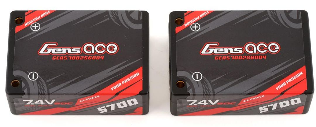 GENS ACE 1093 5700MAH 2S3P 7.4V 60C LIPO BATTERY HARDCASE