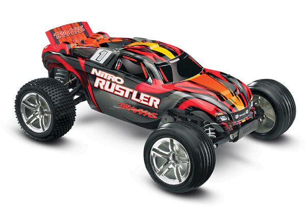 TRAXXAS - Nitro Rustler: S-Red 1/10-Scale Nitro-Powered 2wd Stadium Truck