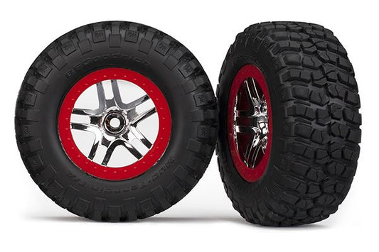TRAXXAS - Tires and wheels, assembled, glued (2.2" black wheels, 2