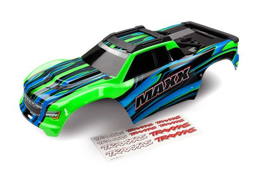 TRAXXAS - Body, Maxx V1, green (painted)/ decal sheet